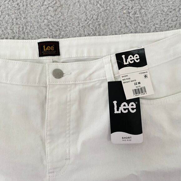 NWT Lee Shorts Mid Rise Women's Plus Size 22M White Stretch - Picture 3 of 10